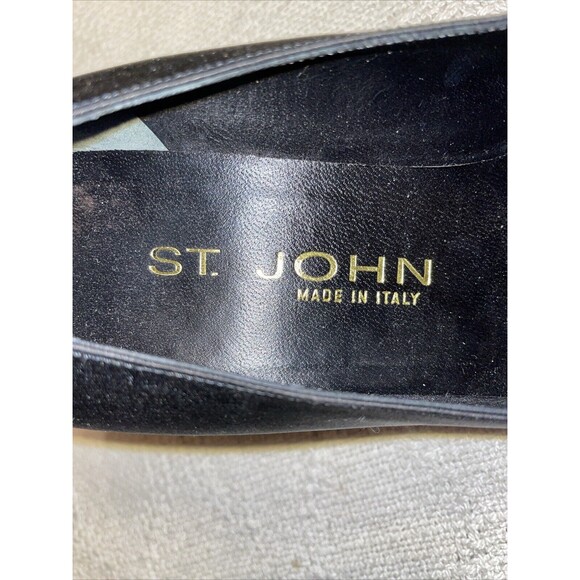 St. John Women’s Dressy Pumps Size 7 B Black Satin Business Formal City Italy - Picture 2 of 12